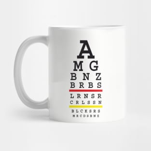 Snellen automotive eye test for Merc (German flag color) Mug